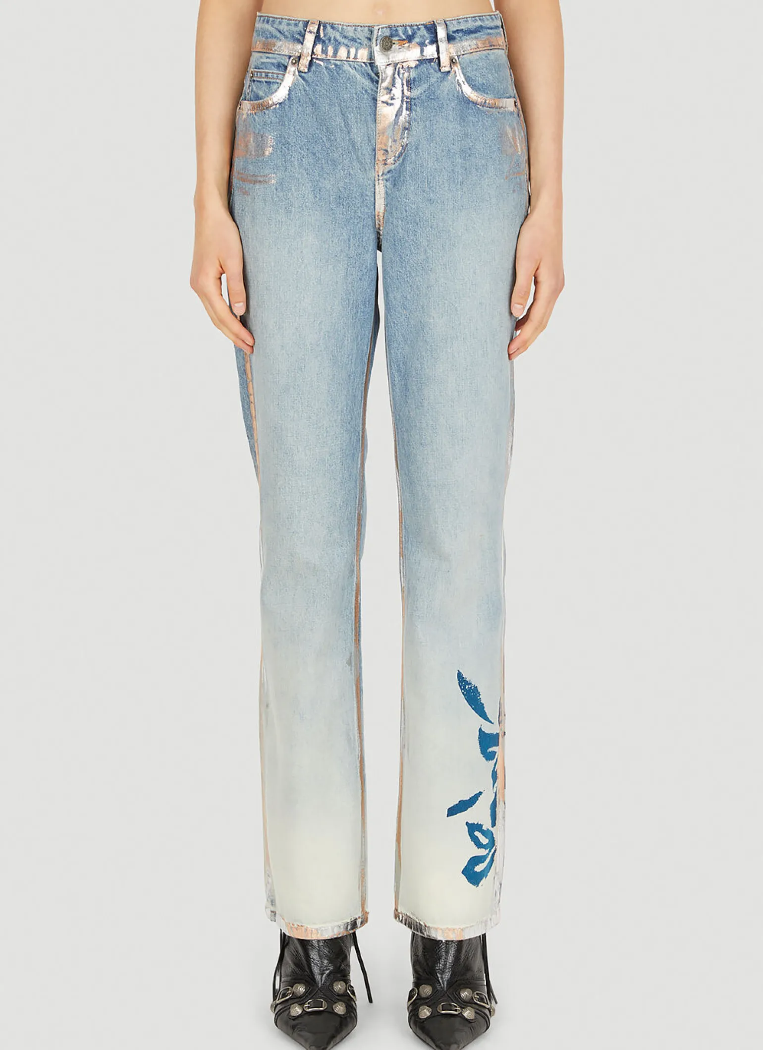 Metallic Floral Jeans