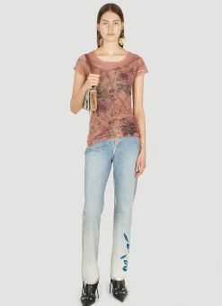 Metallic Floral Jeans