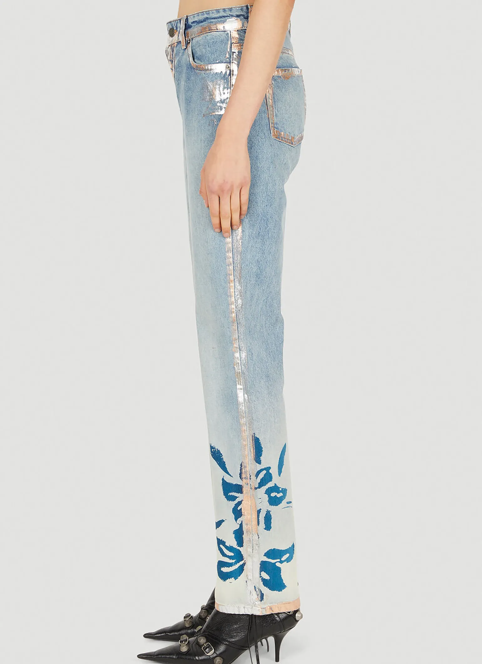 Metallic Floral Jeans
