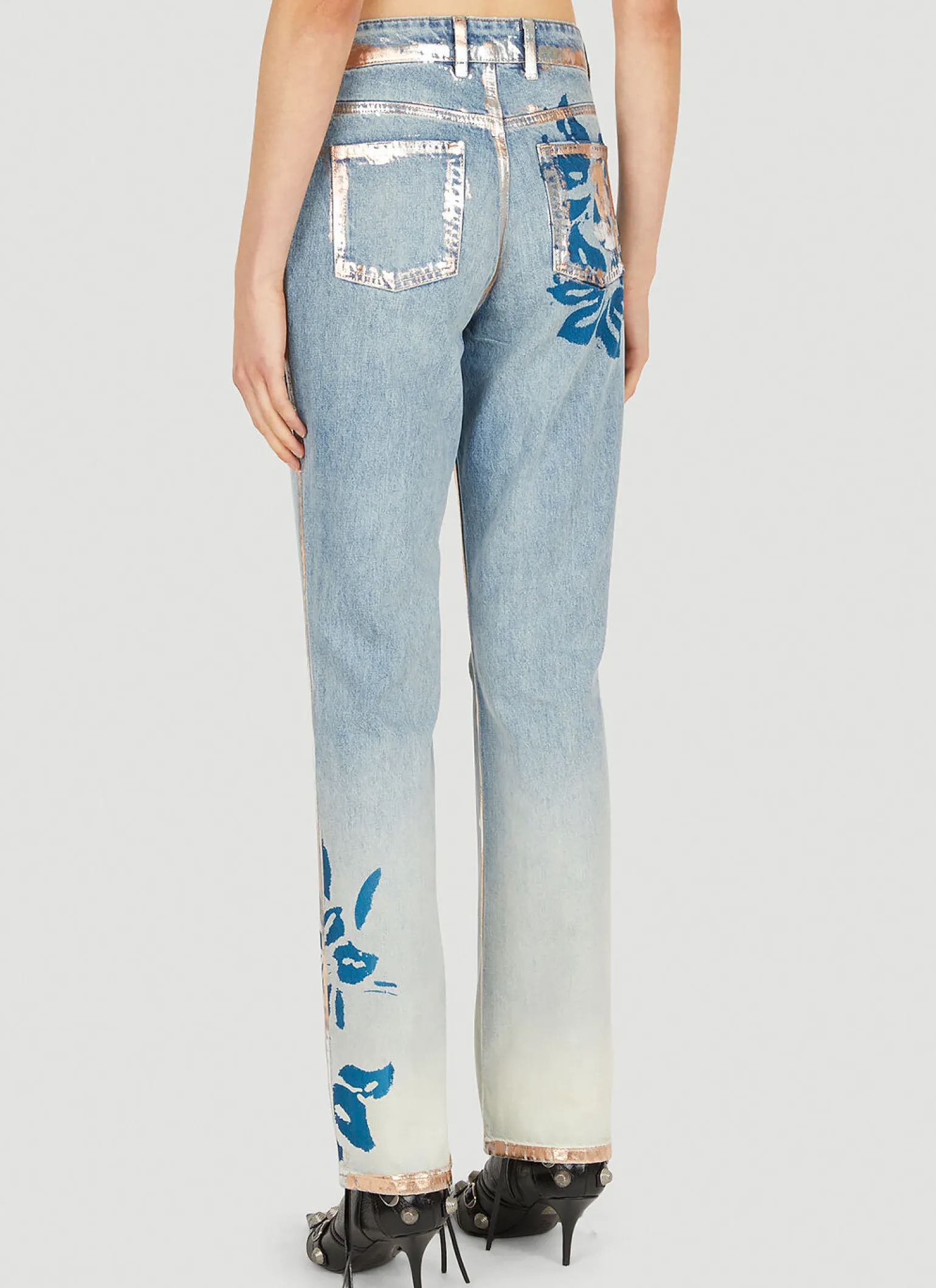 Metallic Floral Jeans