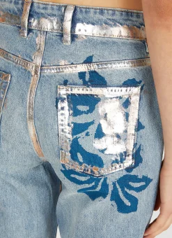 Metallic Floral Jeans