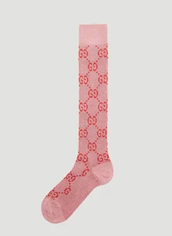 Metallic Interlocking G Motif Calf Socks