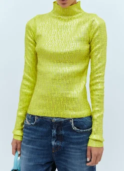 Metallic Logo Print Sweater