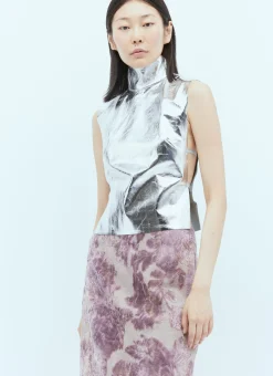 Metallic-Coated Leather Vest