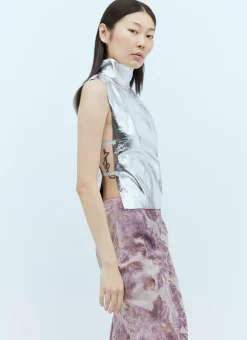 Metallic-Coated Leather Vest