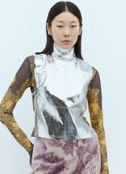 Metallic-Coated Leather Vest