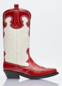 Mid Shaft Embroide Western Boots