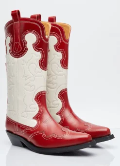 Mid Shaft Embroide Western Boots