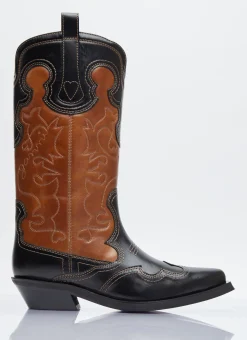 Mid Shaft Embroidered Western Boots