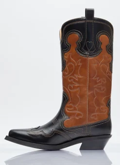 Mid Shaft Embroidered Western Boots