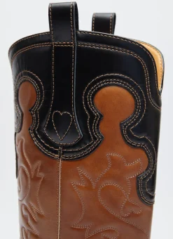 Mid Shaft Embroidered Western Boots