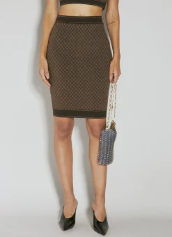 Mini Monogram Knit Midi Skirt