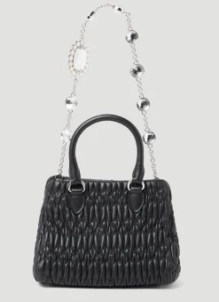 Miu Crystal Leather Handbag