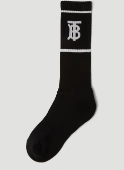Monogram Motif Intarsia Cotton Blend Socks