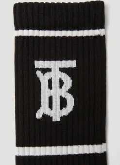 Monogram Motif Intarsia Cotton Blend Socks