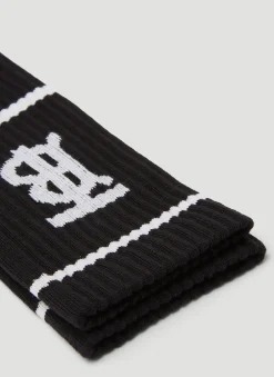 Monogram Motif Intarsia Cotton Blend Socks