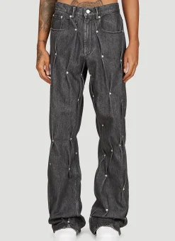 Multi-Rivet Denim Jeans