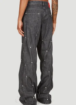 Multi-Rivet Denim Jeans