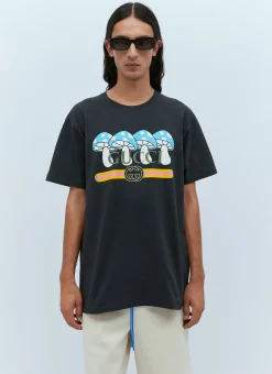 Mushroom Logo Print T-Shirt