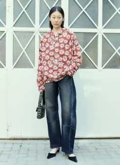 November Flower Knit Hooded Sweatshirt