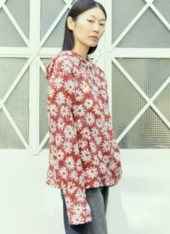 November Flower Knit Hooded Sweatshirt