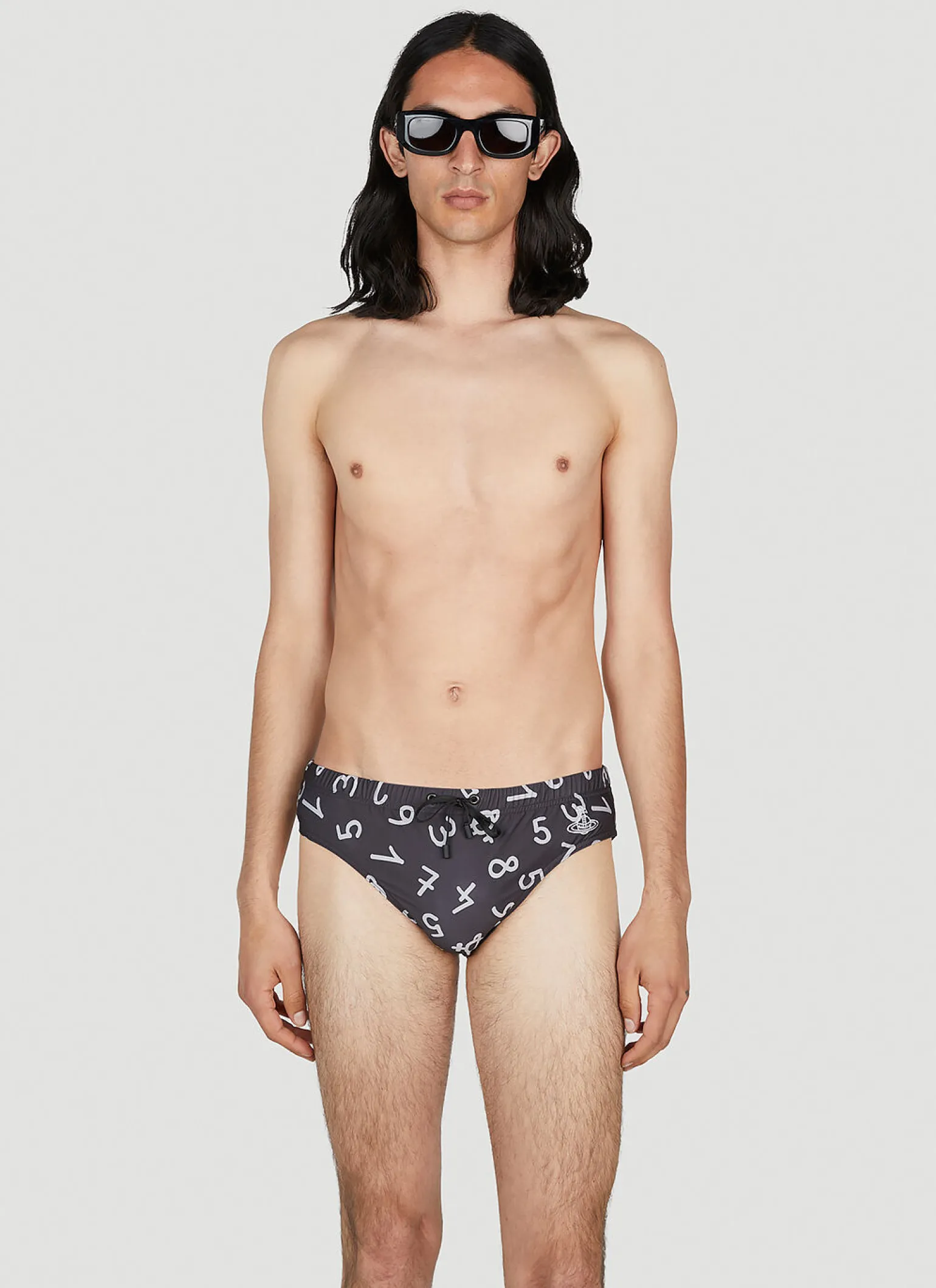 Numerical Print Swim Briefs