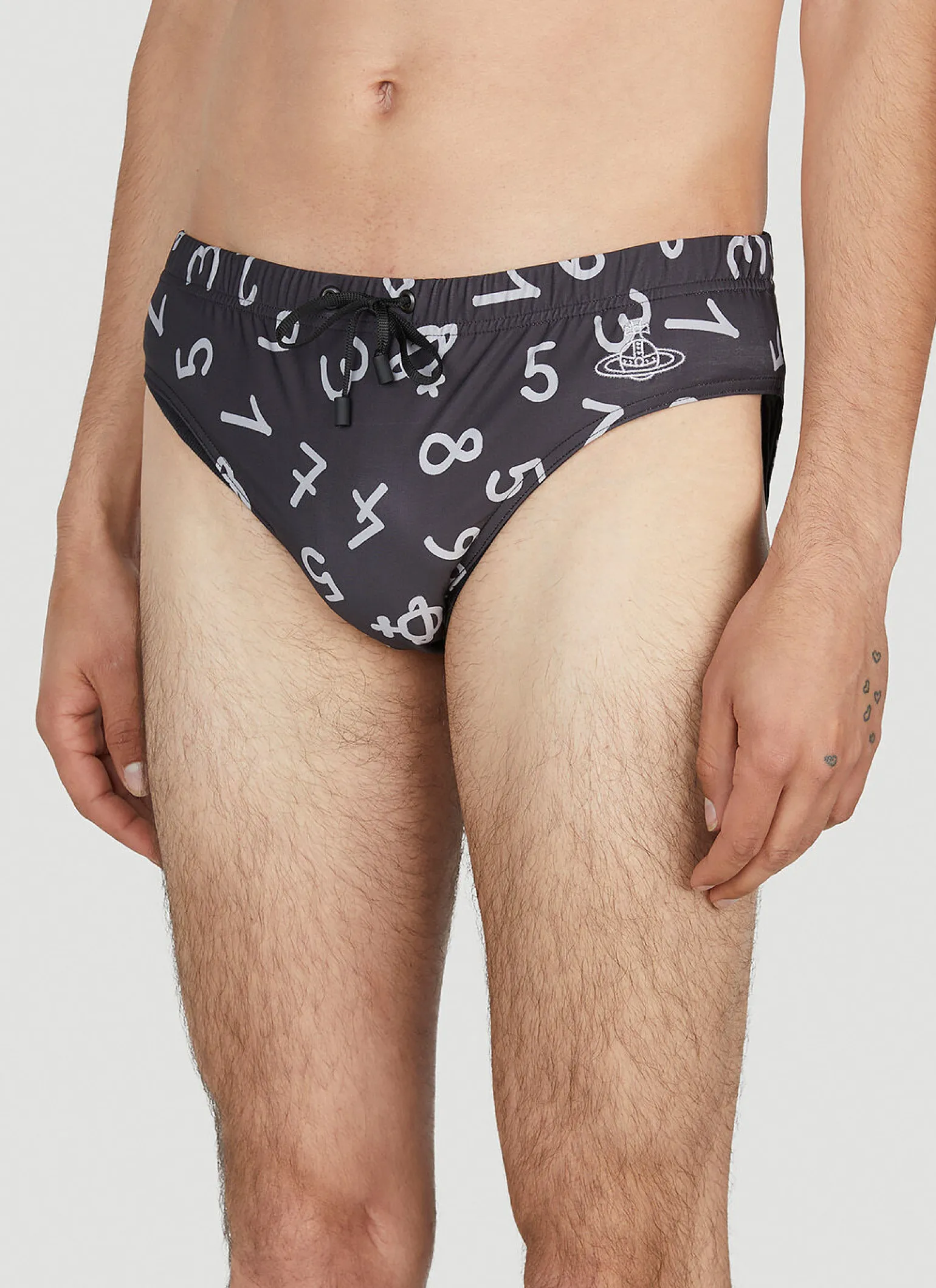 Numerical Print Swim Briefs