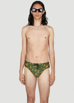 Numerical Print Swim Briefs