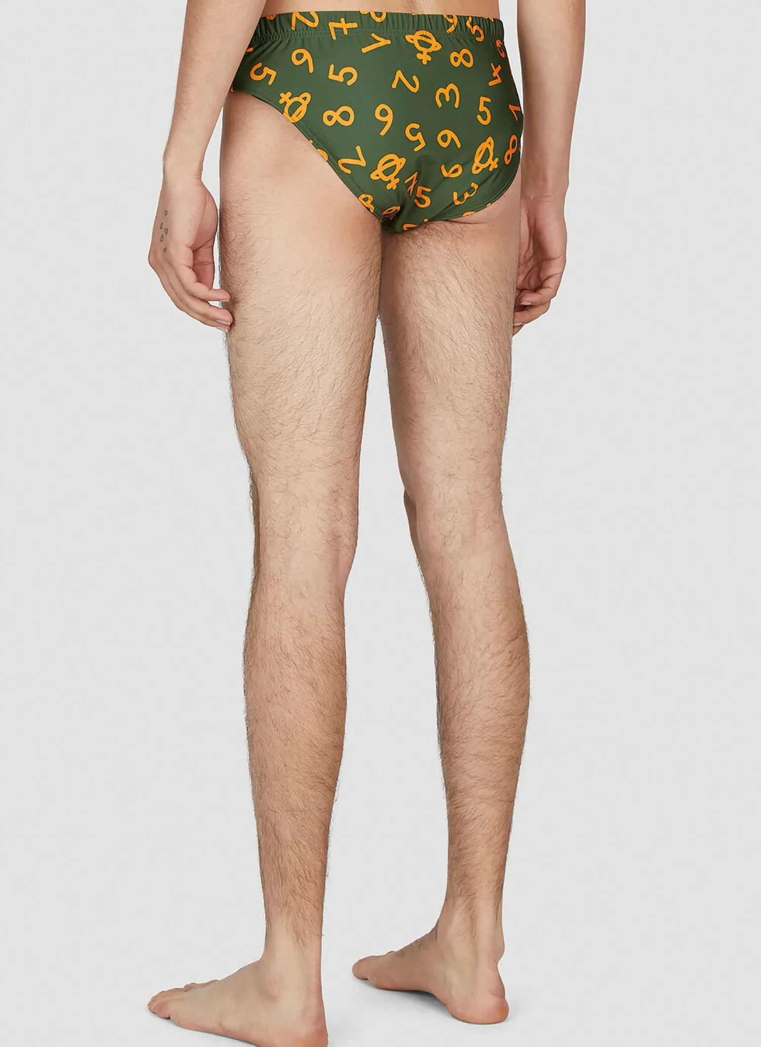 Numerical Print Swim Briefs