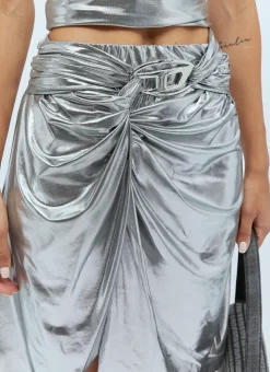 O-Melt Draped Midi Skirt