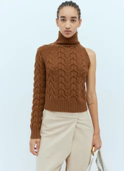 One-Sleeve Cable Knit Sweater
