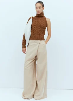 One-Sleeve Cable Knit Sweater