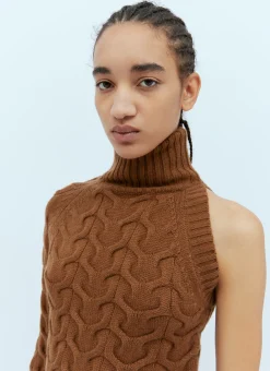 One-Sleeve Cable Knit Sweater