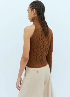 One-Sleeve Cable Knit Sweater