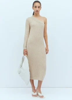 One-Sleeve Rib Maxi Dress