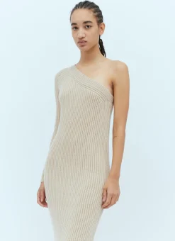 One-Sleeve Rib Maxi Dress