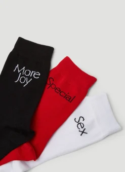 Pack Of Three Slogan Socks