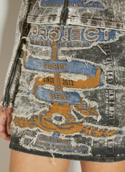 Paris' Best Patch Denim Mini Skirt