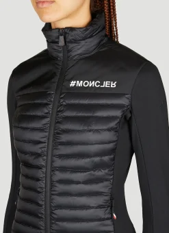 Partially Quilted Zip-Up Cardigan