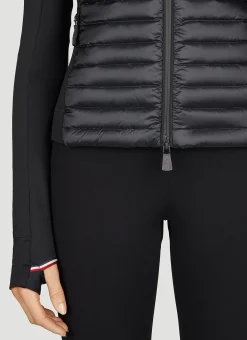 Partially Quilted Zip-Up Cardigan