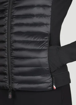 Partially Quilted Zip-Up Cardigan