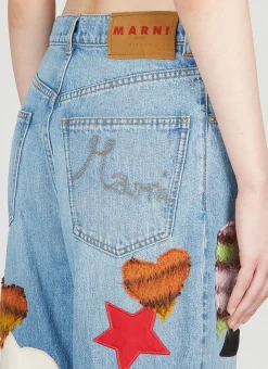 Patchwork Cropped Jeans