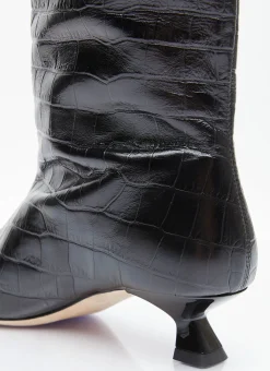Pillar Snake-Embossed Leather Boots