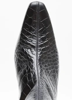 Pillar Snake-Embossed Leather Boots