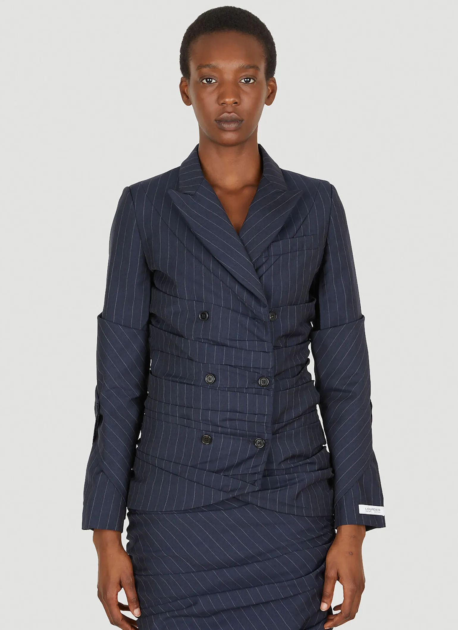 Pinstripe Ruched Blazer