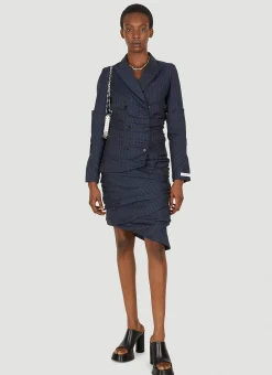 Pinstripe Ruched Blazer