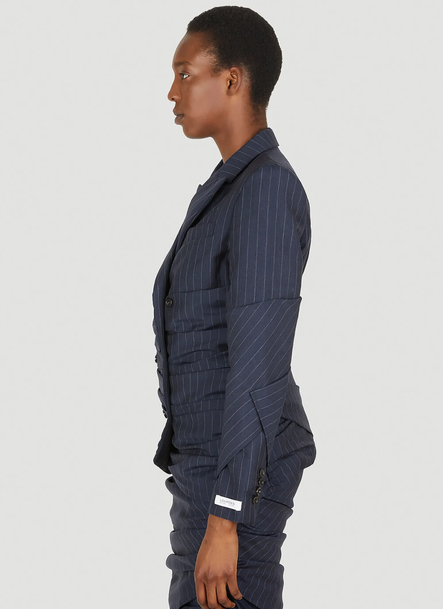 Pinstripe Ruched Blazer