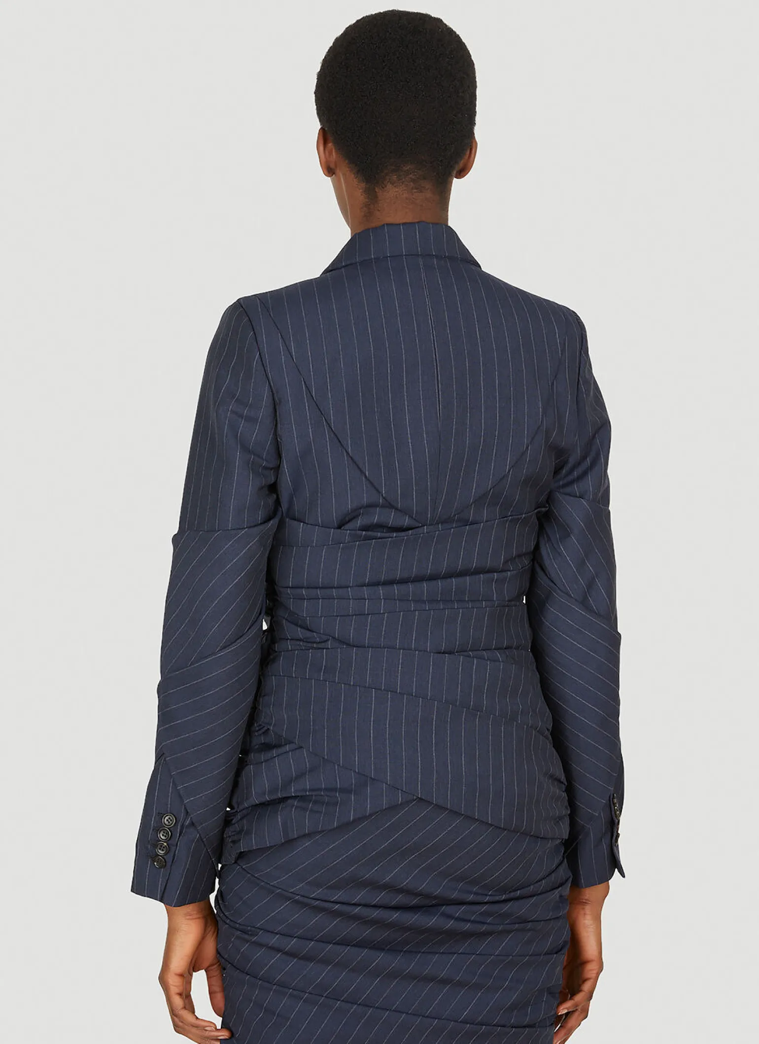Pinstripe Ruched Blazer