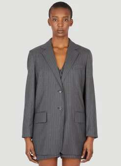 Pinstriped Wool Blazer