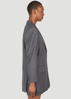 Pinstriped Wool Blazer
